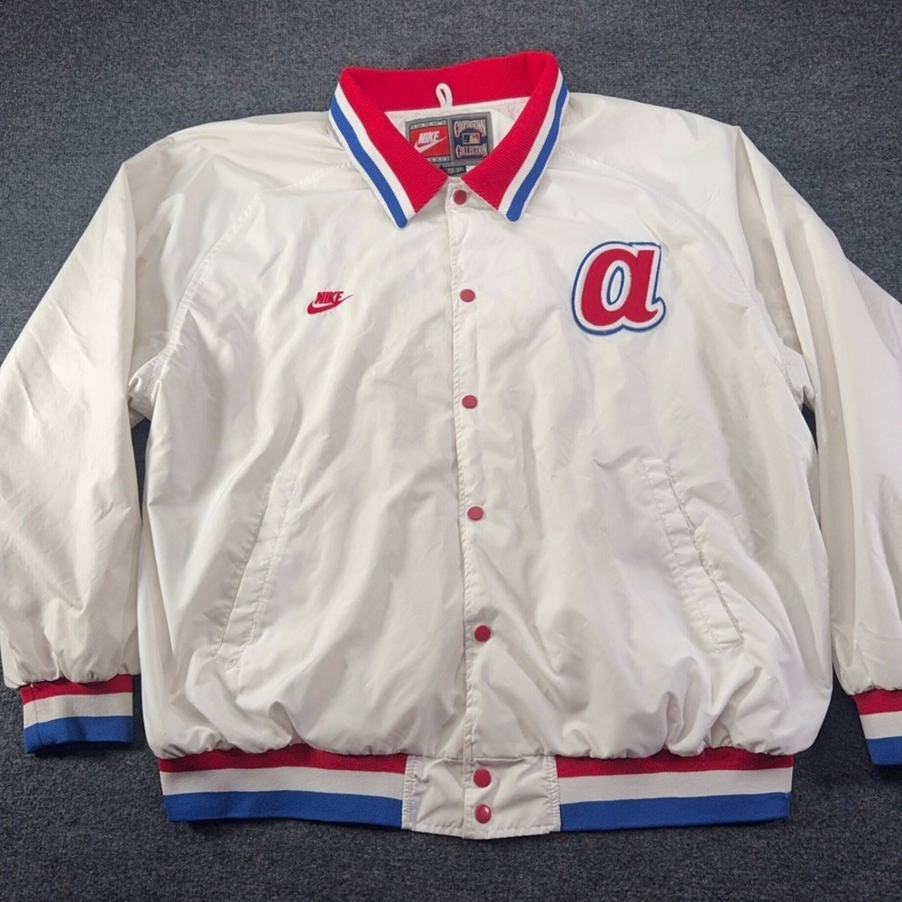 Vintage Nike Atlanta Braves Cooperstown Collection Jacket White Mens 3XL Dugout